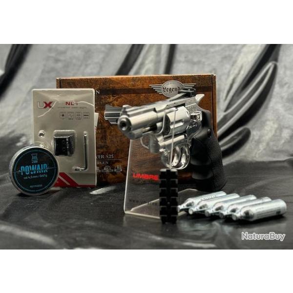 Pack Laser Prt A Tirer REVOLVERS LEGENDS S25 SILVER CO2 CAL 4.5 MM