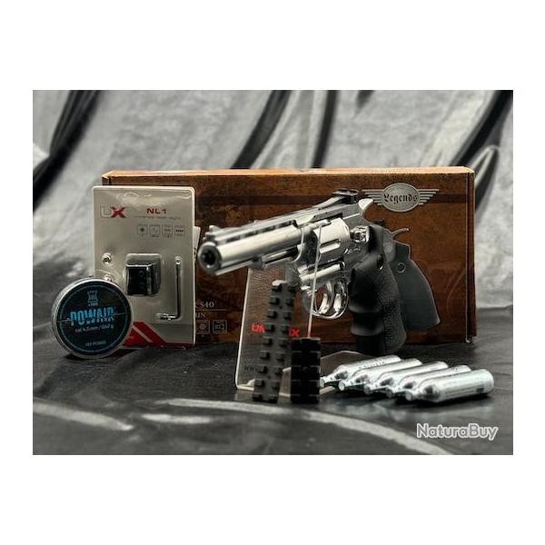 Pack Laser Prt a Tirer REVOLVERS LEGENDS S40 SILVER CO2 CAL 4.5 MM