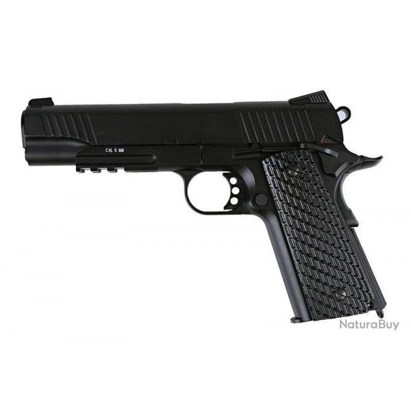 KWC 1911 TAC CO2 - Pistolet Airsoft Semi-Automatique BlowBack 330 FPS avec Rail RIS