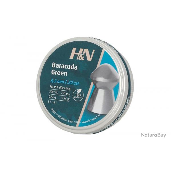 Diabolos sans plomb H&N BARACUDA GREEN 5,5mm par 200