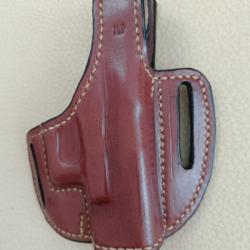 Holster cuir GLOCK 26, type galet, marron pour droitier