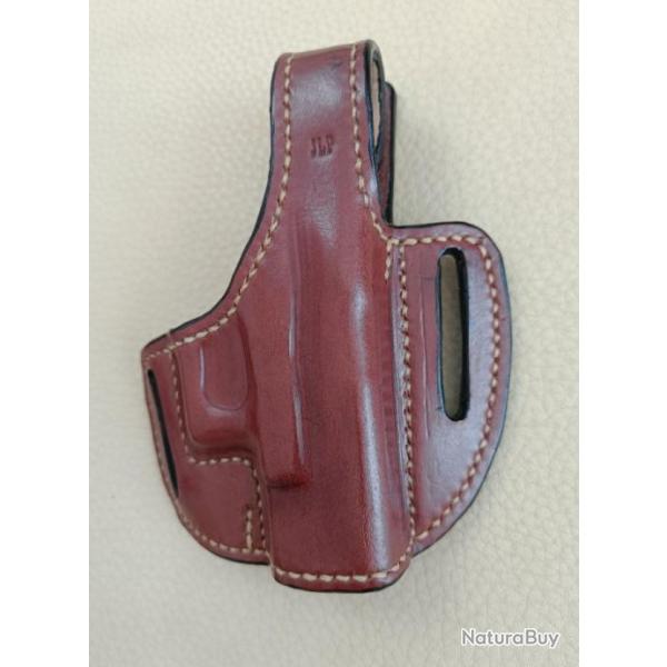 Holster cuir GLOCK 26, type galet, marron pour droitier