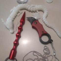 Mini karambit, multi fonction acier inoxydable, avec kubotan offert