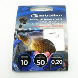 Garbolino hameçons montés barbless spécials pellet T:10 / 0.20mm