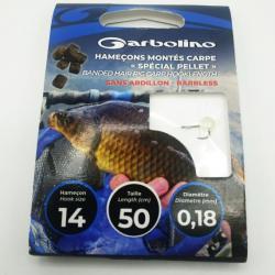 Garbolino hameçons montés barbless spécials pellet T:14 / 0.18mm