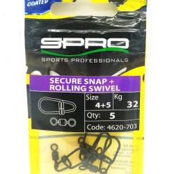 Spro émerillon sécure snap+rolling swivel T : 3  / 30 kg