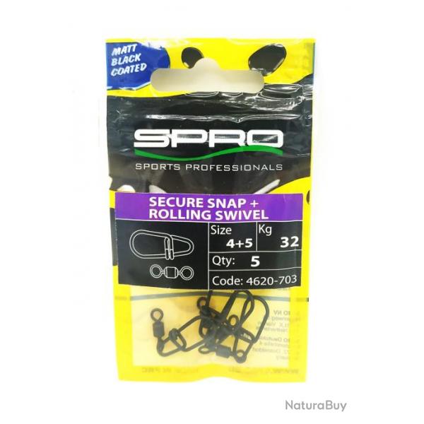 Spro merillon scure snap+rolling swivel T : 3  / 30 kg