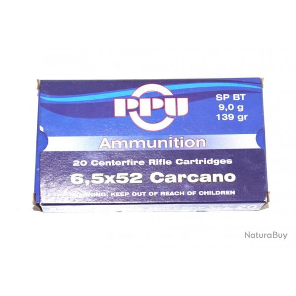 Boite de 20  munitions 6.5x52 carcano ogive fmj bt 139Gr