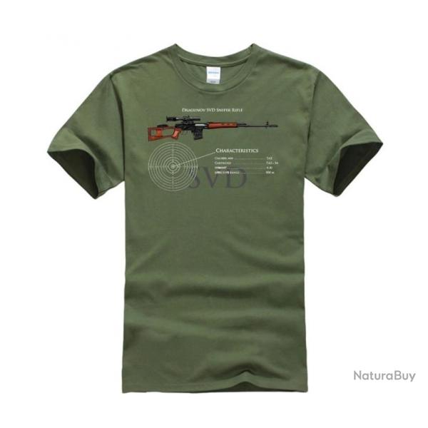 T-shirt SVD Dragunov caractristique couleur homme - Vert arme