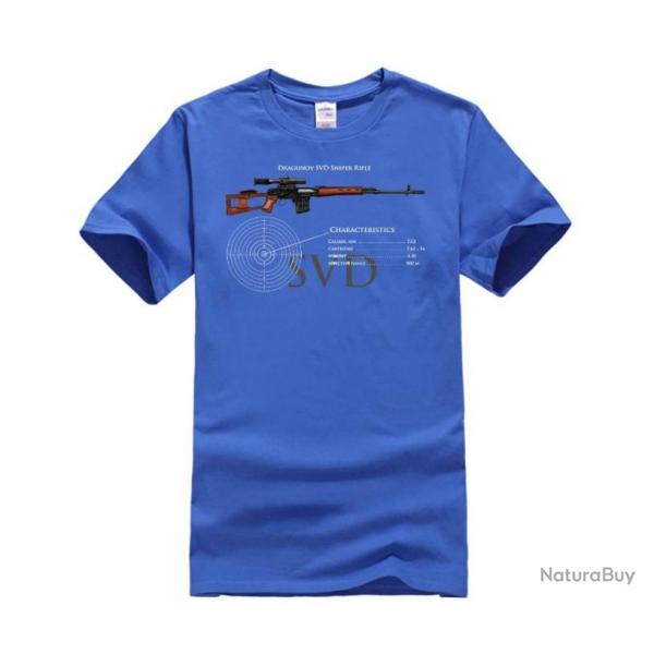 T-shirt SVD Dragunov caractristique couleur homme - Bleu