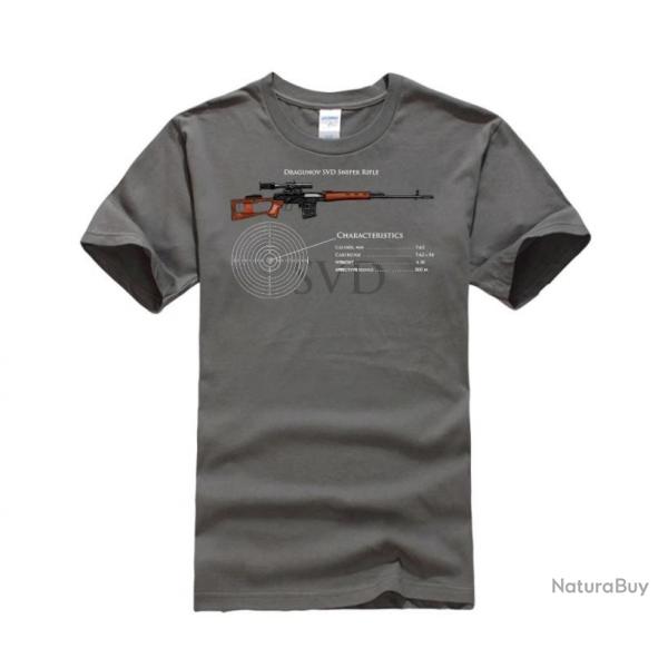 T-shirt SVD Dragunov caractristique couleur homme - Gris