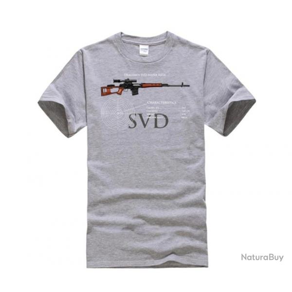 T-shirt SVD Dragunov caractristique couleur homme - Gris clair