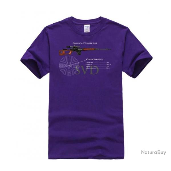 T-shirt SVD Dragunov caractristique couleur homme - Violet