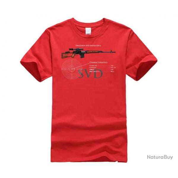 T-shirt SVD Dragunov caractristique couleur homme - Rouge