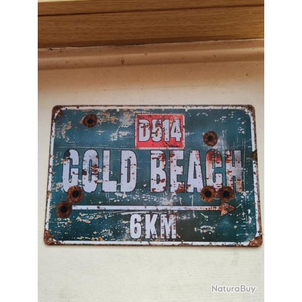 PLAQUE MTAL VINTAGE "GOLD BEACH"