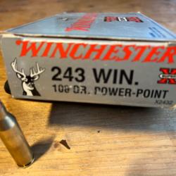 Balles Winchester calibre 243win 100GR power-point