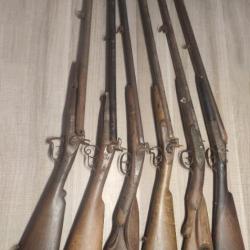 Lot de 6 anciens fusils du XIXe dont 1 Lepage à Paris pour pièces ou restauration