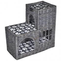 Arbre/maison/château à chat avec coussin Saule gris 02_0022787