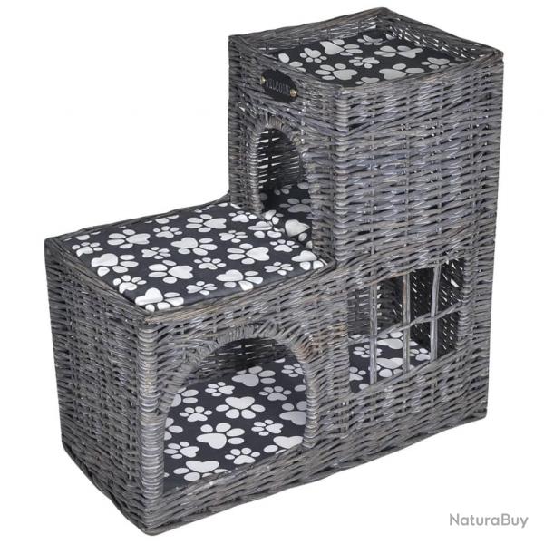 Arbre/maison/chteau  chat avec coussin Saule gris 02_0022787