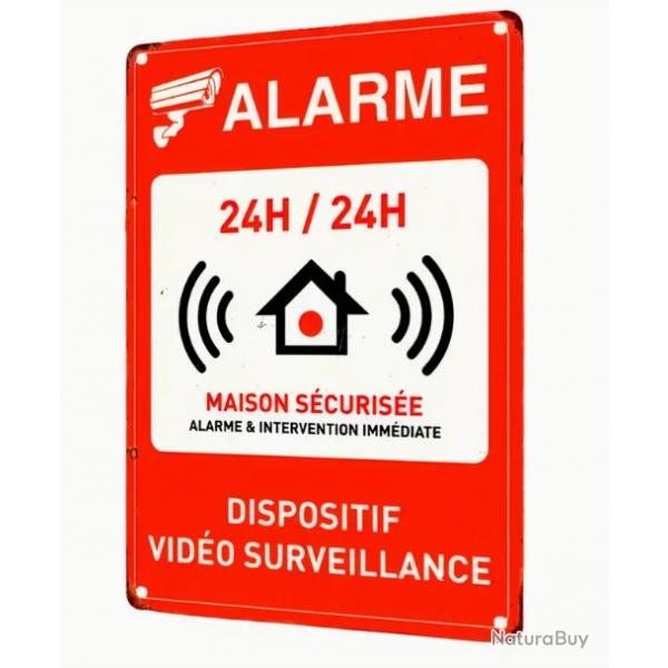 Panneau Alarme Maison scuris 24h/24 dispositif vido surveillance avec effet rouille