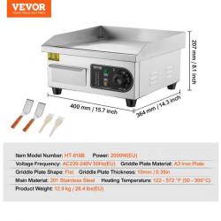 PLANCHA ELECTRIQUE VEVOR QUALITE PROFESSIONNELLE 2800W 50-300°C