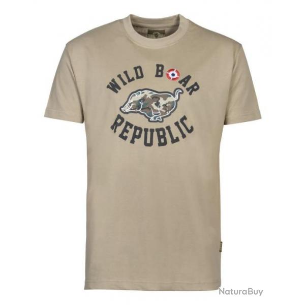 Tee-shirt Percussion Wild Boar Republic sanglier courant - Beige - 2XL