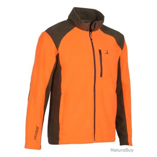 Blouson polaire Percussion Cor brod Sanglier - Orange / Kaki - 2XL