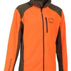 Blouson polaire Percussion Cor brodé Sanglier Orange Kaki