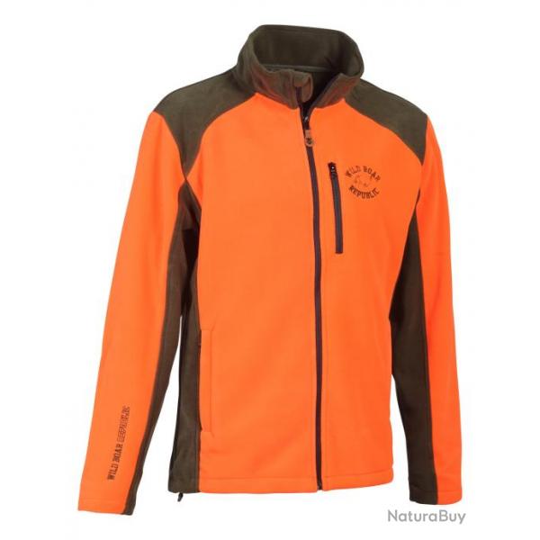 Blouson polaire Percussion Cor brod Sanglier Orange Kaki