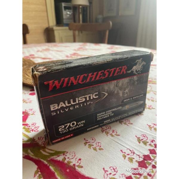 Munitions Winchester Ballistic Silvertip 270 Win 130 gr - 18 cartouches