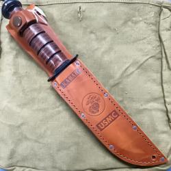 Couteau Ka-Bar USMC ACIER CARBONE 1095MANCHE ET ETUI CUIR