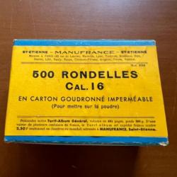 Boîte de 500 rondelles en carton de calibre 16  MANUFRANCE