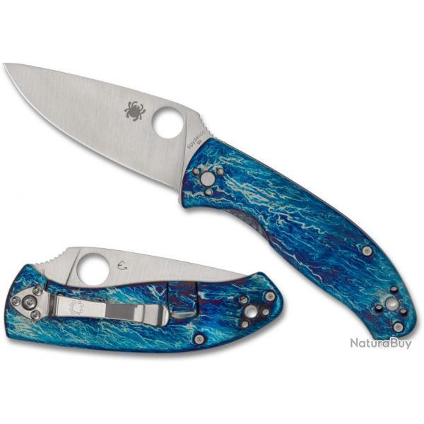 Couteau Spyderco Tenacious Blue Titanium Lame Acier D2 Framelock Clip SC122TIBLD2P