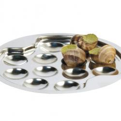 BEL1551 ASSIETE A ESCARGOTS INOX 20CM    12 EMPLACEMENTS NEUF