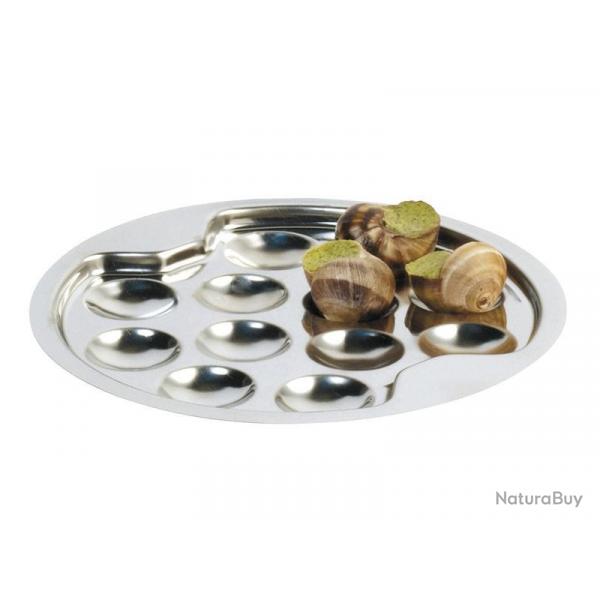 BEL1551 ASSIETE A ESCARGOTS INOX 20CM    12 EMPLACEMENTS NEUF