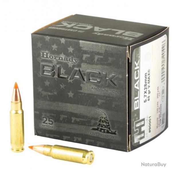 BOITE DE 25 CARTOUCHES HORNADY 5.7x28MM 40GR V-MAX BLACK 90001