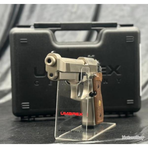 PISTOLET BERETTA M 92 FS CO2 CAL 4.5 MM - NICKEL/BOIS