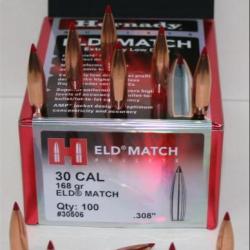 OGIVE HORNADY 30506 CAL. 30 ELD MATCH 168GR X100