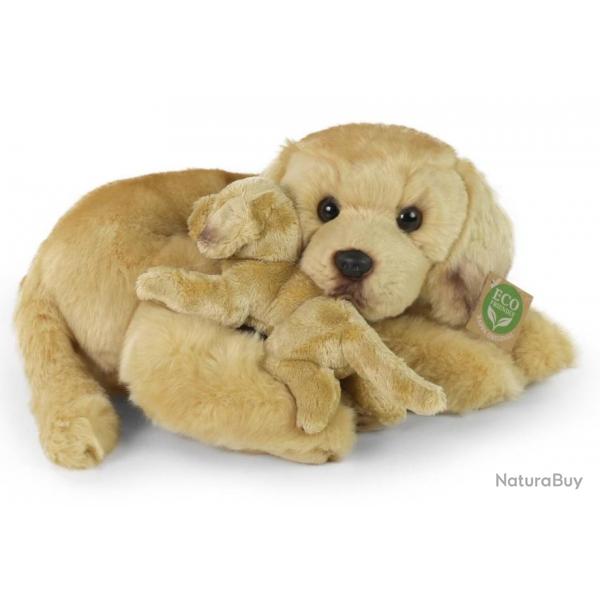 Peluche Golden Retriever avec son chiot 27cm Eco-friendly