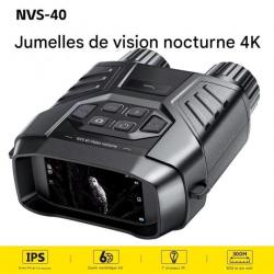 Jumelles Vision Nocturne 4K HD Zoom Numérique 6x 300m Jour Nuit Écran 3 Pouces InfraRouge 850nm