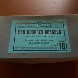 Boîte de 200 bourres grasses de calibre 16 MANUFRANCE