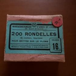 Boîte de 200 rondelles de calibre 16  MANUFRANCE