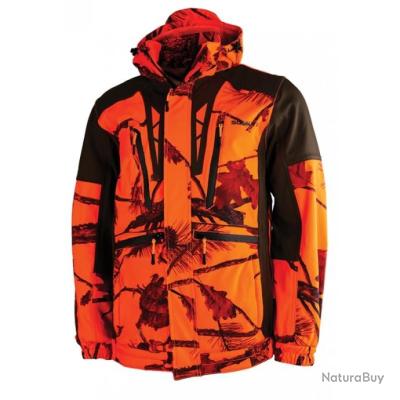 Veste Maquisard Kids – Camouflage Orange – Imperméable Renforcée – Pour Jeunes Chasseurs – Poche Zippée