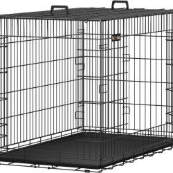 Cage pour Chien Pliable avec 2 Portes, Plateau Amovible, 92,5 x 57,5 x 64 cm, Taille L