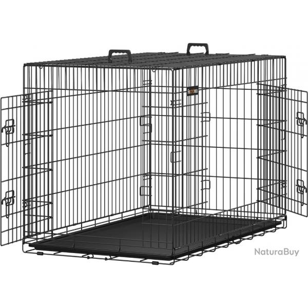 Cage pour Chien Pliable avec 2 Portes, Plateau Amovible, 92,5 x 57,5 x 64 cm, Taille L