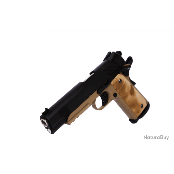 BF24 ! M1911 Gladiator Crixus GBB avec chargeur Turbo - Noir & Tan - APS