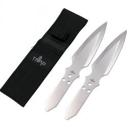 JEU 2 COUTEAUX LANCER THIRD 13CM TOUT INOX + ETUI