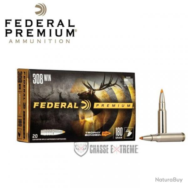 20 Munitions FEDERAL Premium Cal 308 Win 180Gr Trophy Bonded Tip