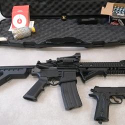 Pack US Army. AR15 DPMS + Colt 1911 de chez crosman. CO2 4,5mm bbs. Avec visée point rouge.