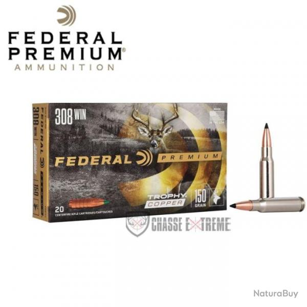 20 Munitions FEDERAL Premium Cal 308 Win 150Gr Trophy Copper